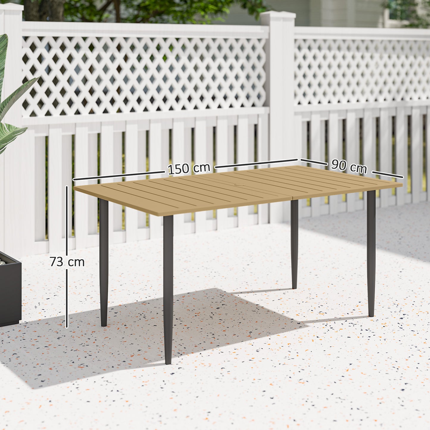 Garden Dining Table, 150 x 90 cm Rectangle Outdoor Table