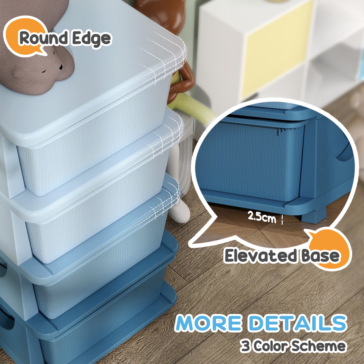 Four-Tier Kids Storage Boxes, with Four Drawers