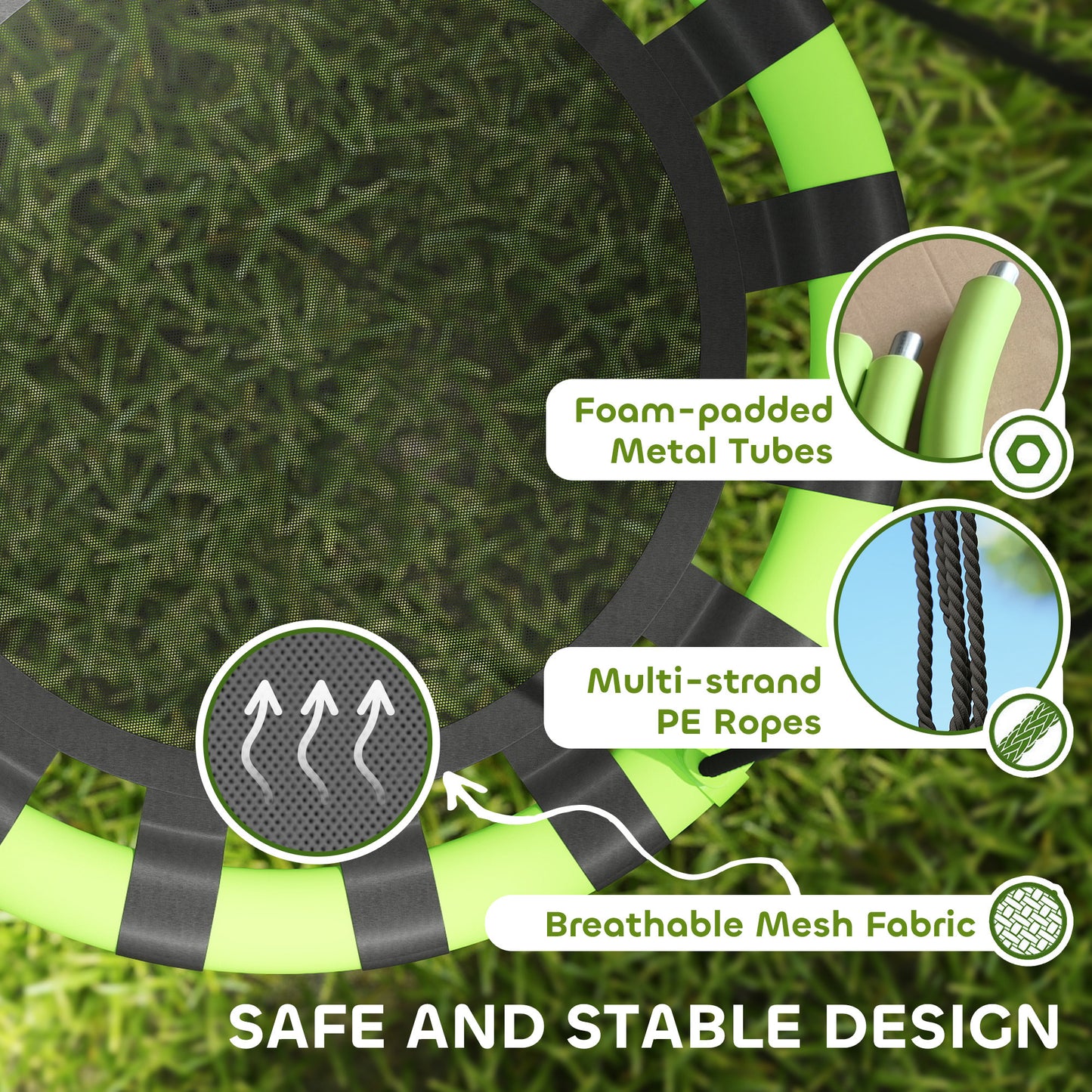 60cm Diameter Kid Nest Swing Seat with Height Adjustable Ropes