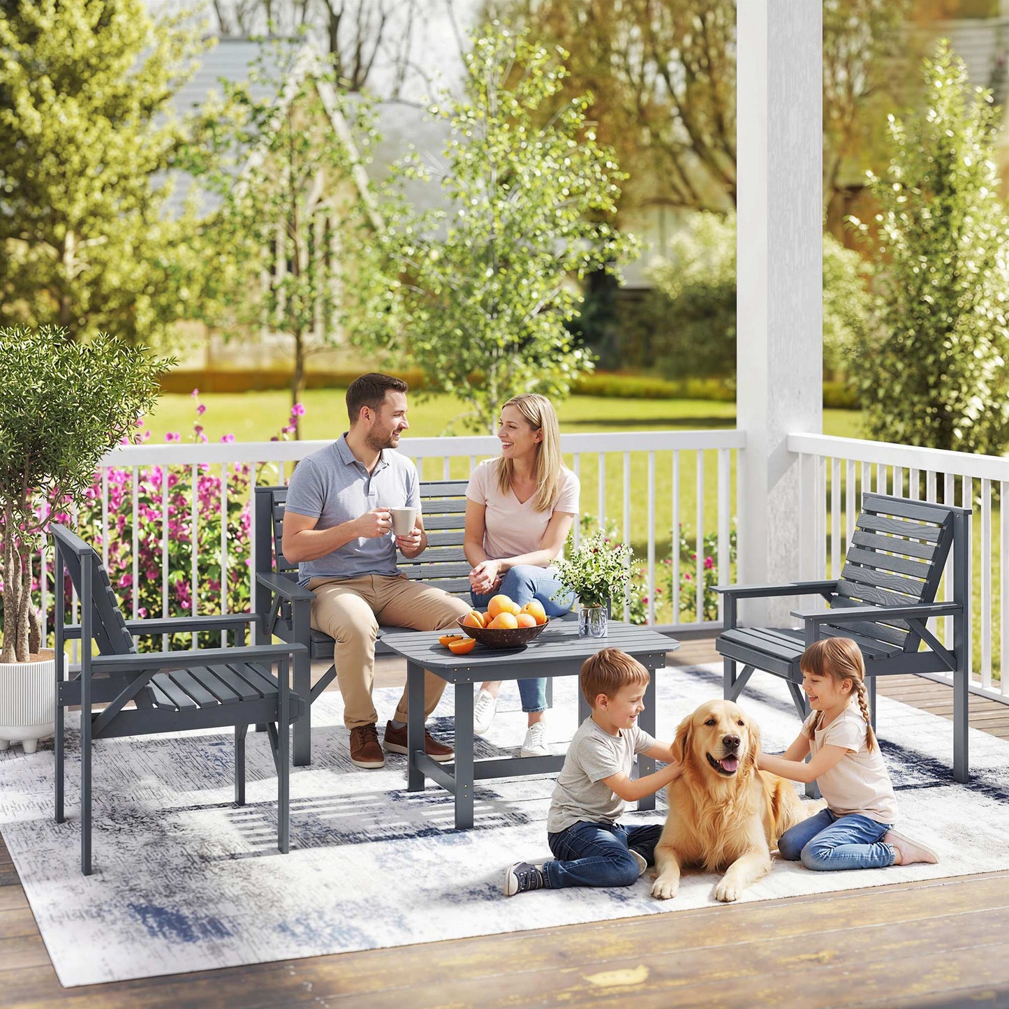 4 Piece Wooden Garden Furniture Set