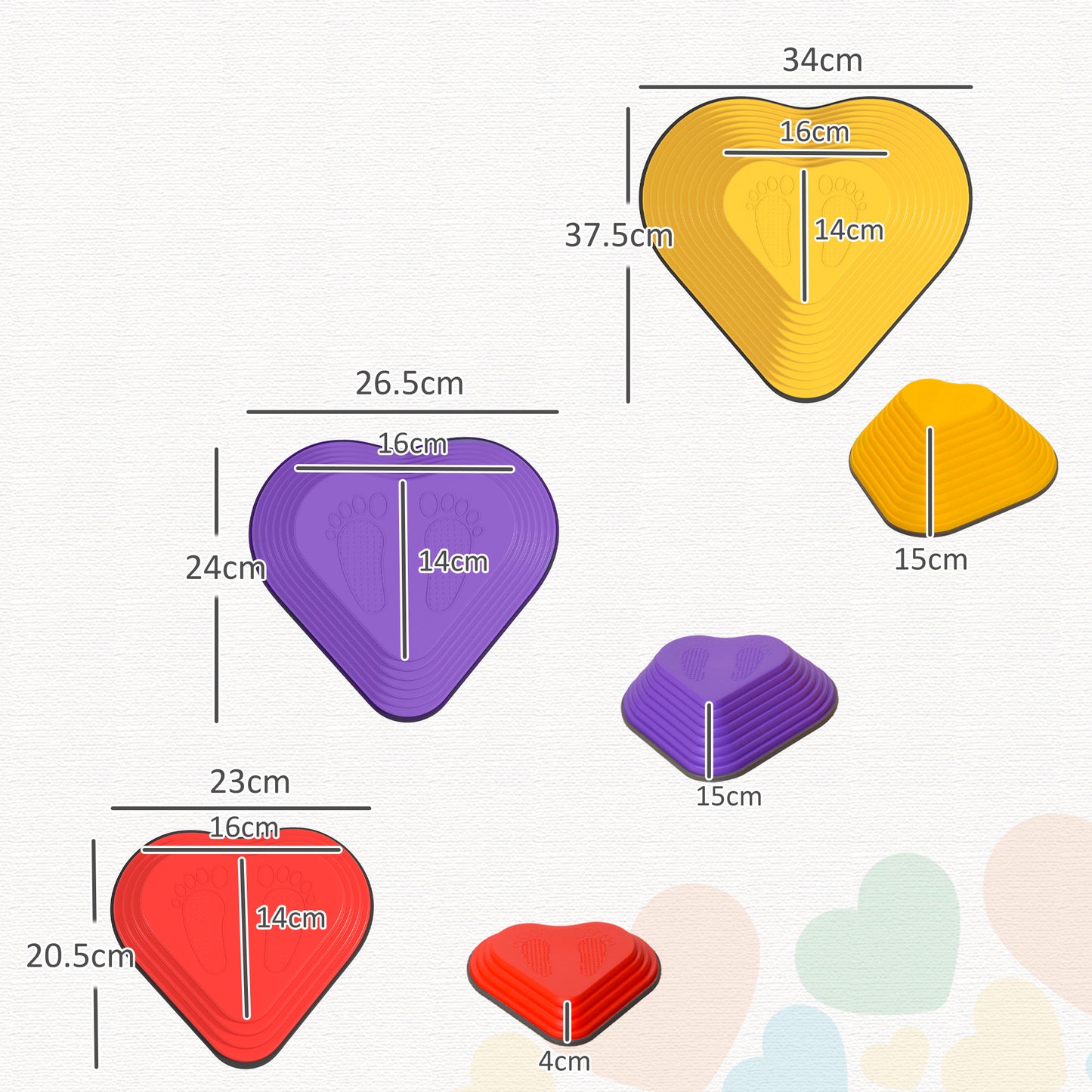 6-Piece Heart-Shaped Kids Balance Stepping Stones and Motor Skills