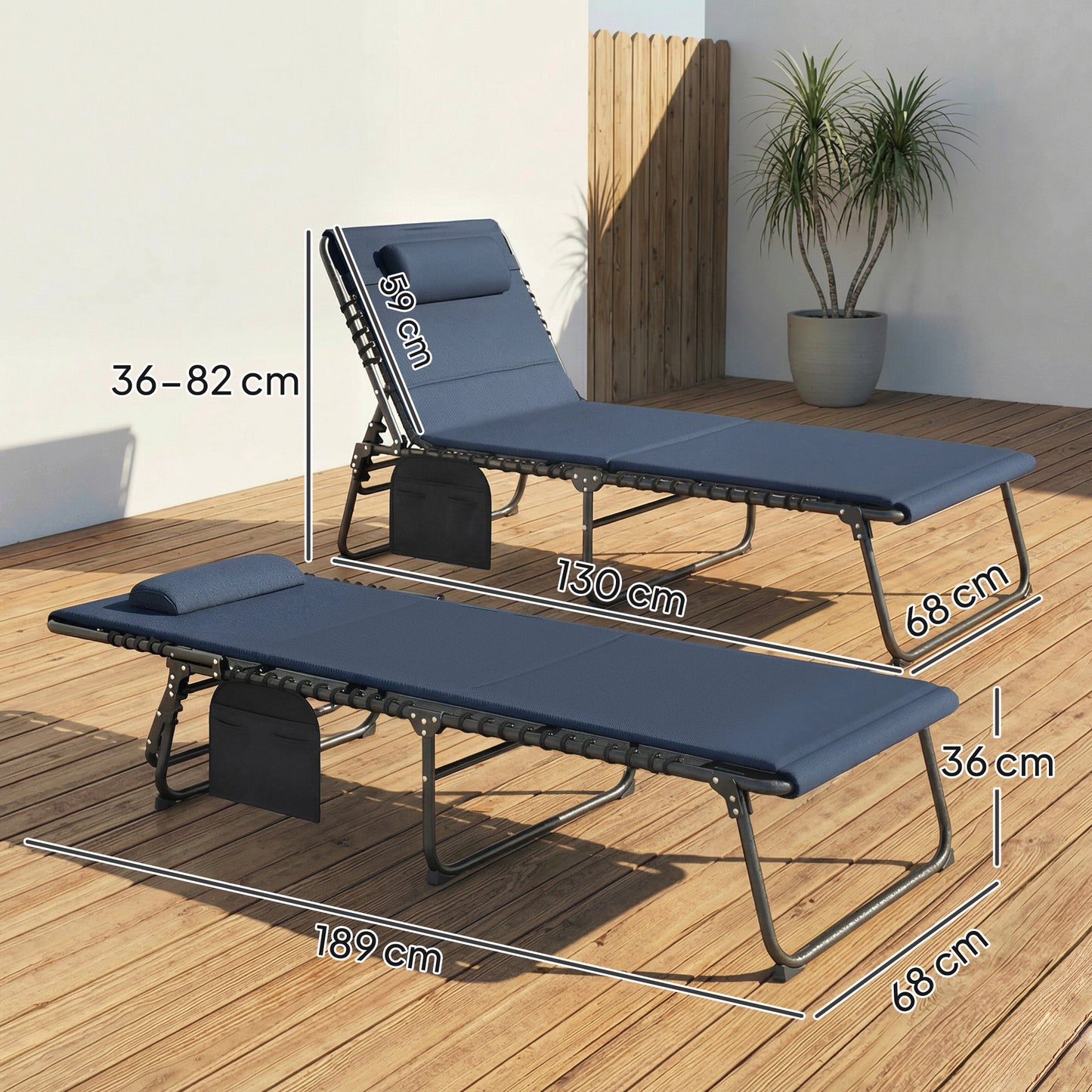 Set of Two Reclining Sun Loungers (7)