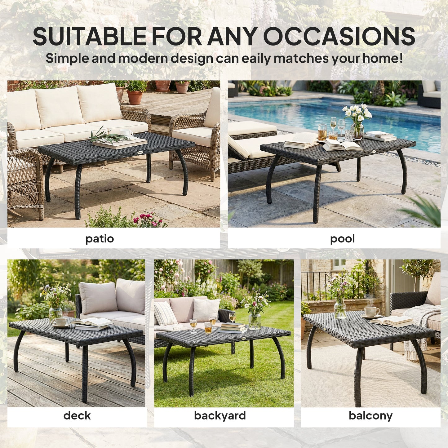 PE Wicker Rattan Garden Coffee Table (1)