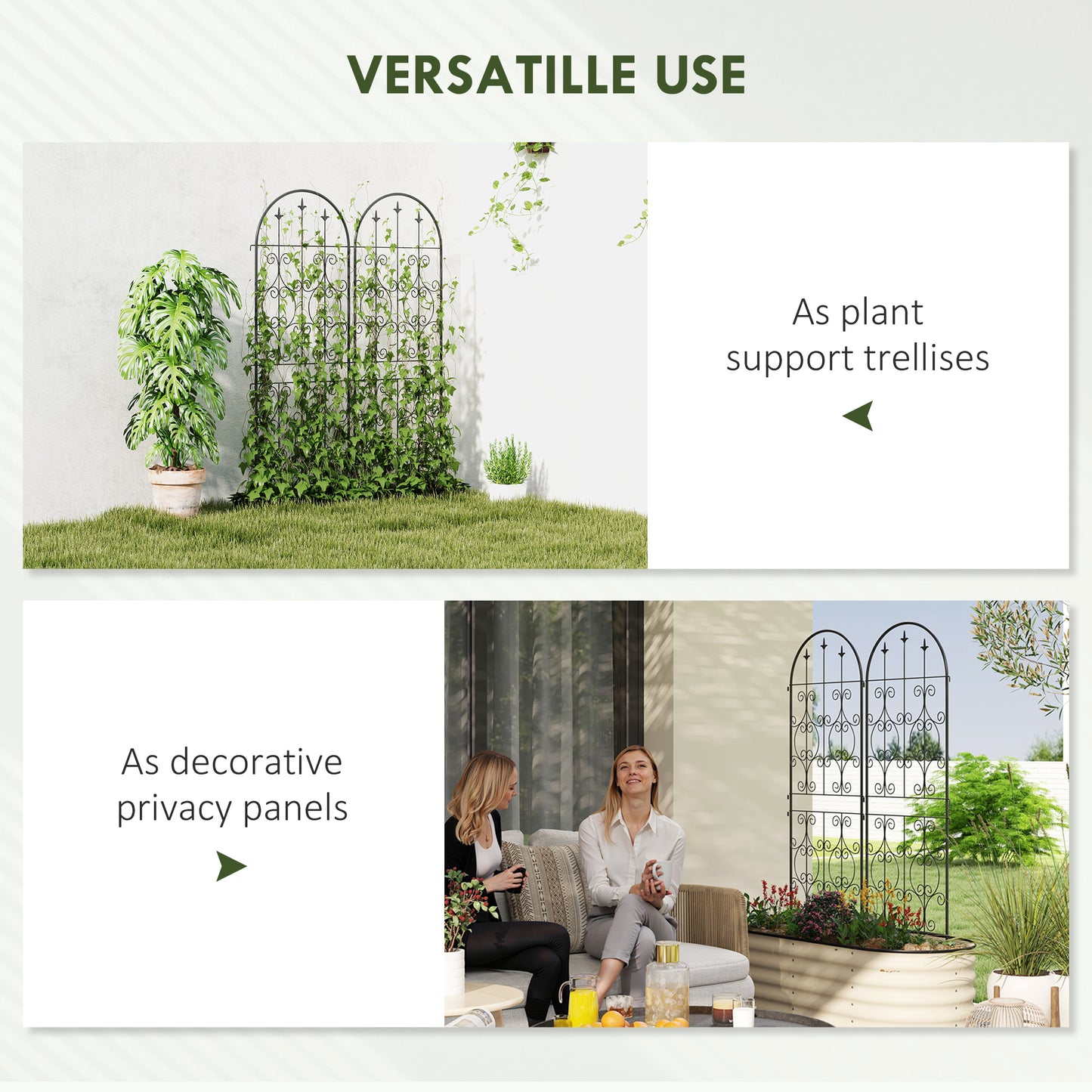Set of 2 Metal Garden Trellis