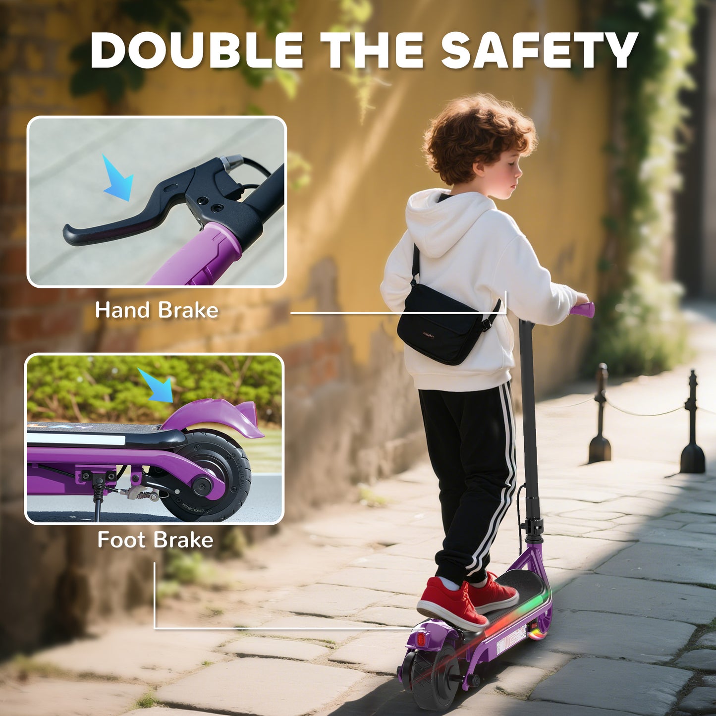 Electric Scooter for Kids Aged 6-14 Years, with Colourful Lights