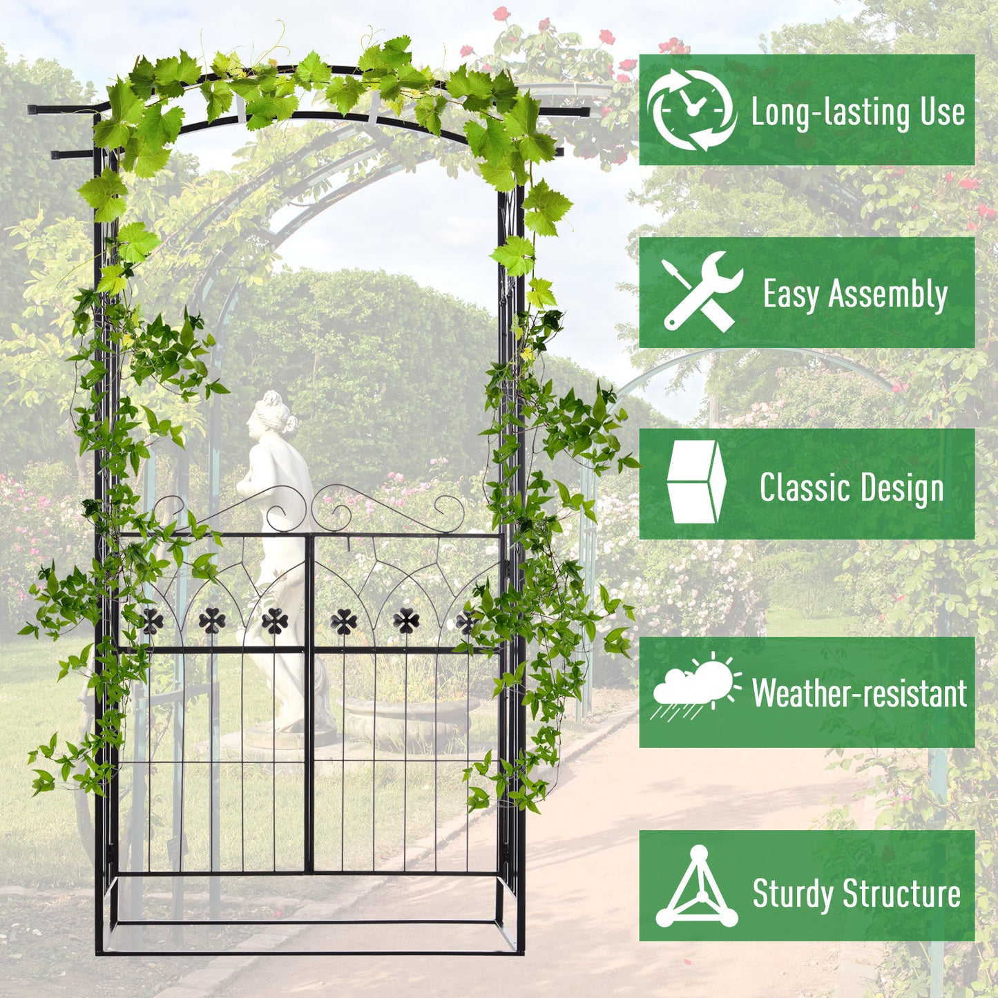 Garden Outdoor Entrance Arch with Door Outdoor Patio Decoration
