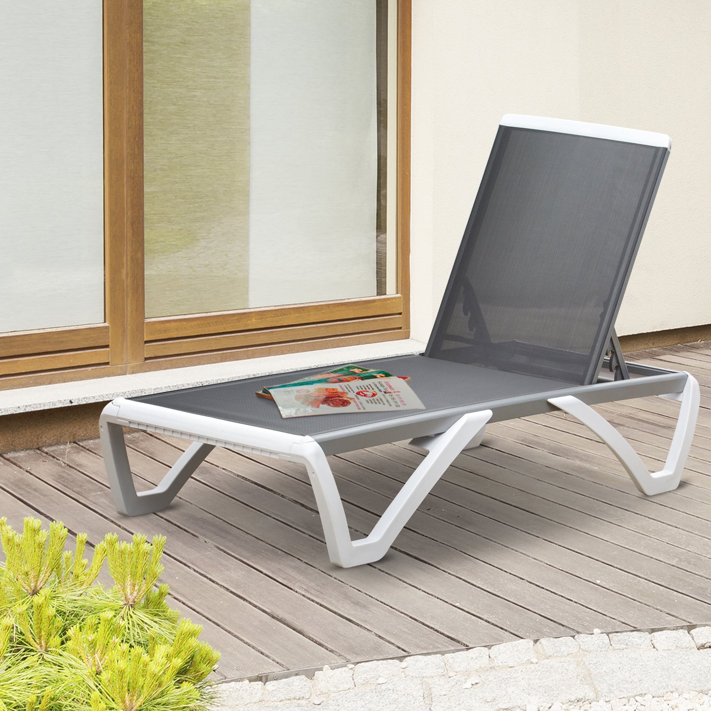 Aluminium Frame Sun Lounger, with Adjustable Back