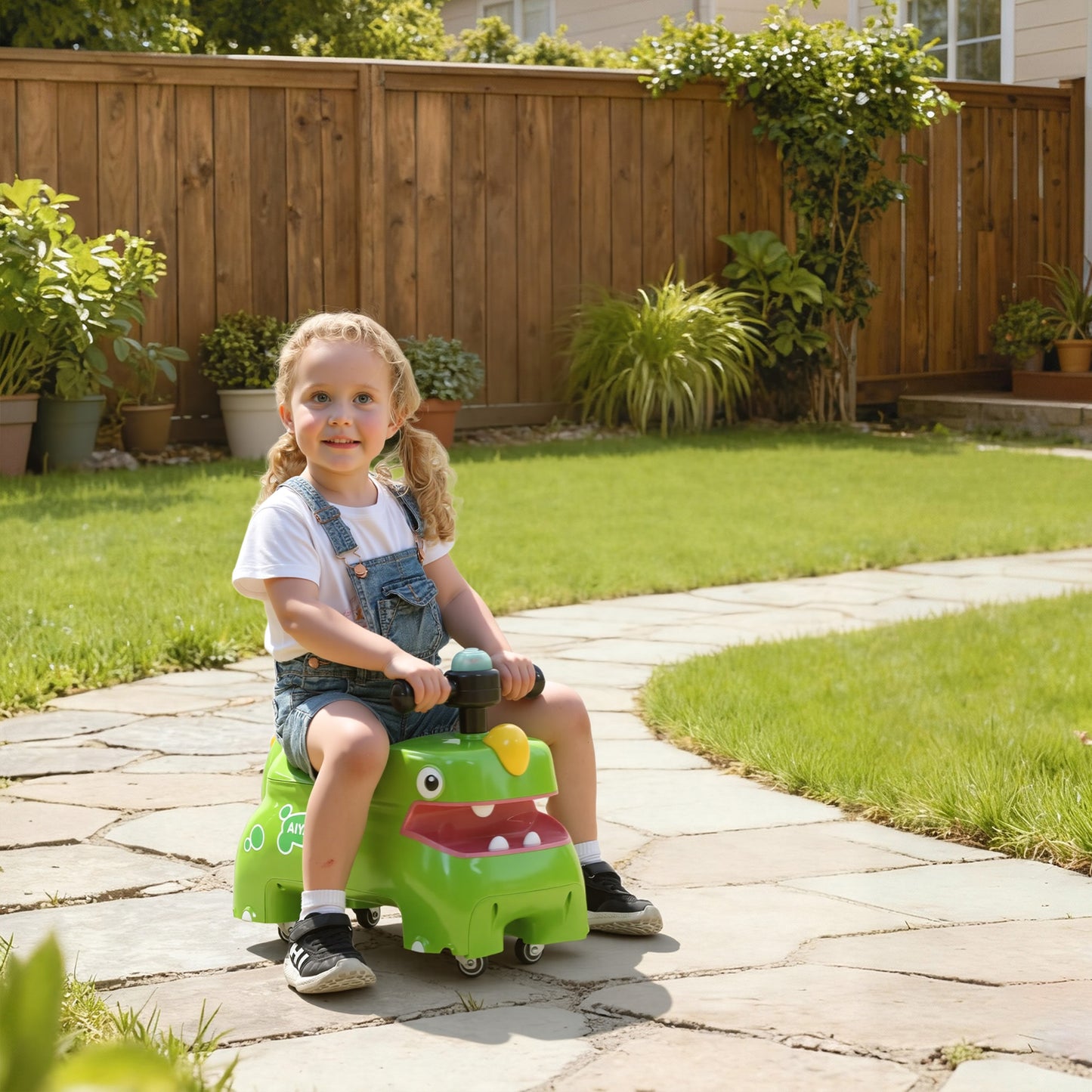 Kids Ride On Car, Dinosaur Foot to Floor Slider with Storage