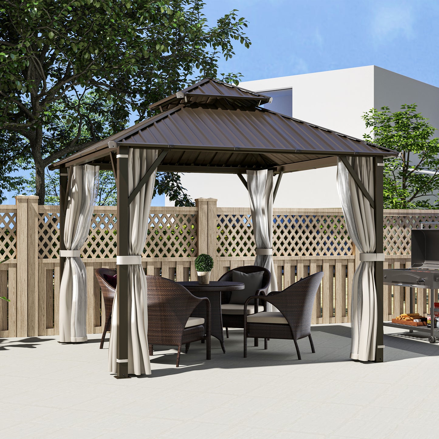 3 x 3(m) Hardtop Gazebo Canopy with Double Metal Roof
