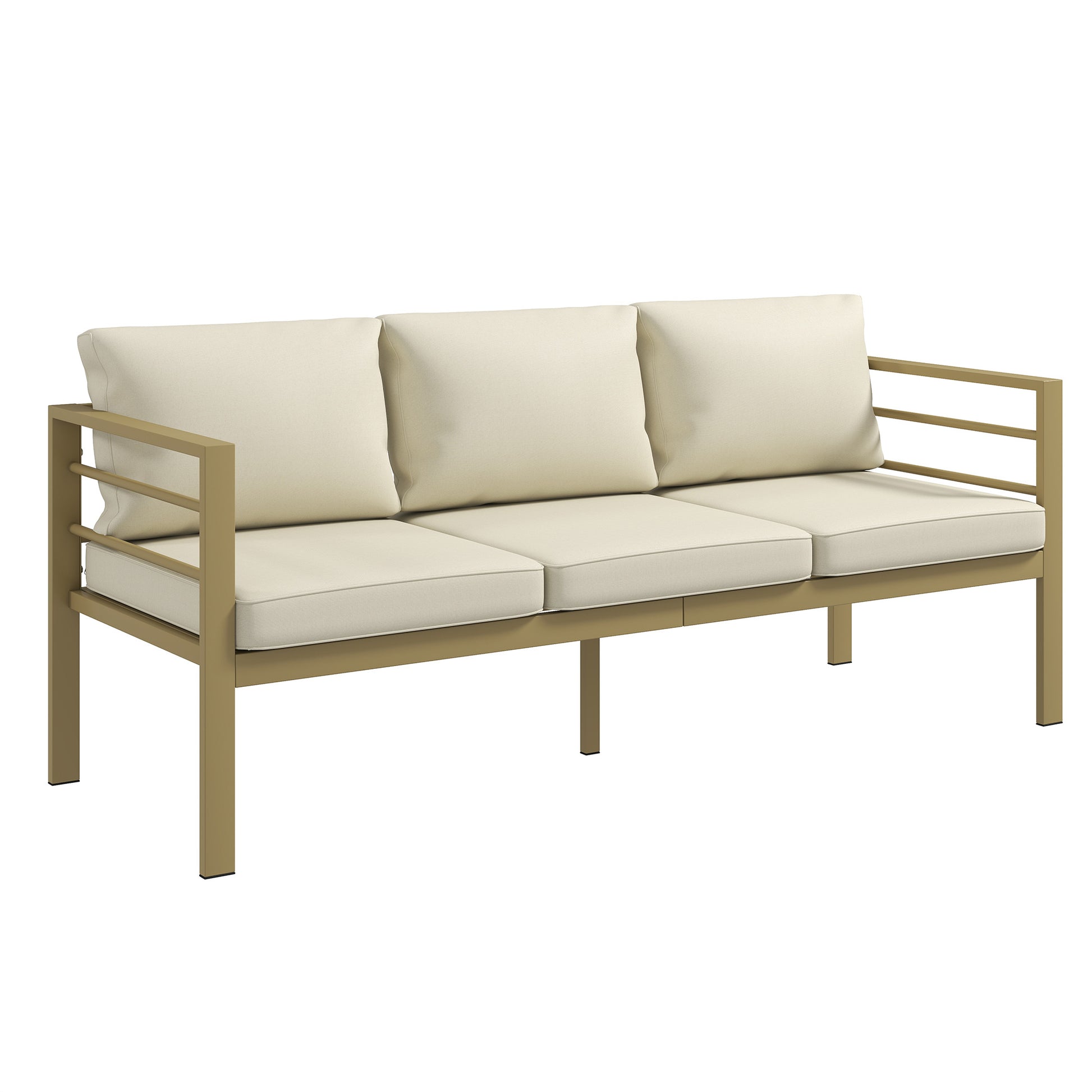Garden Bench with Cushions, 3-Seater Sofa with Backrest