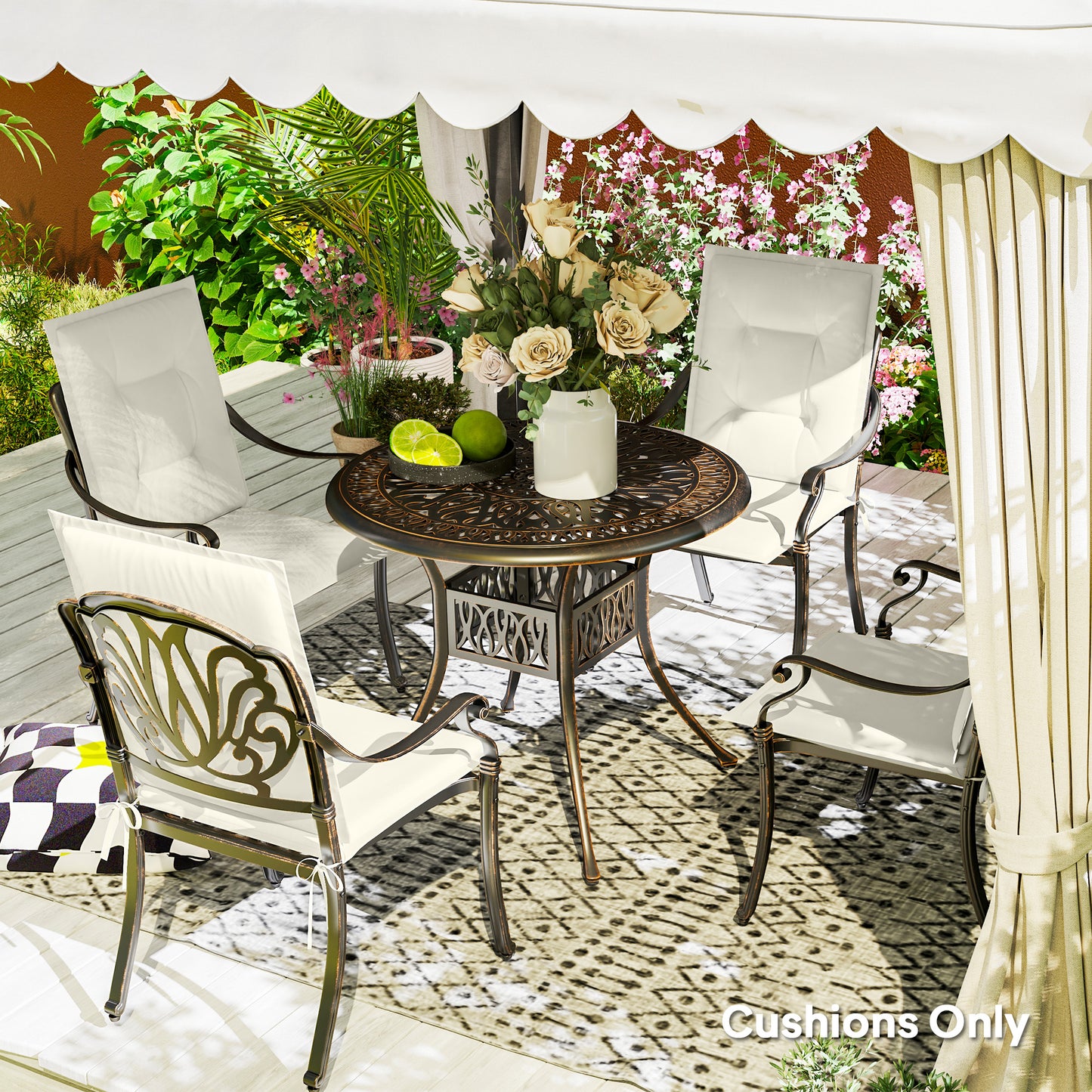 Set of Four Padded Garden Seat Cushions