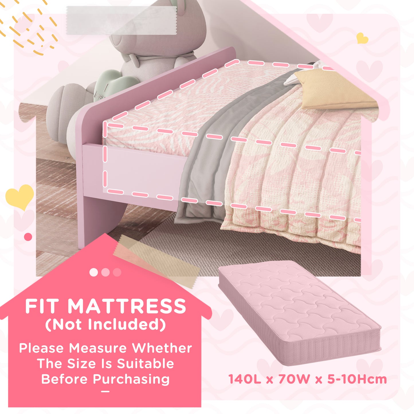 Bed for Kids Cat Design Toddler Bed Frame Bedroom Furniture