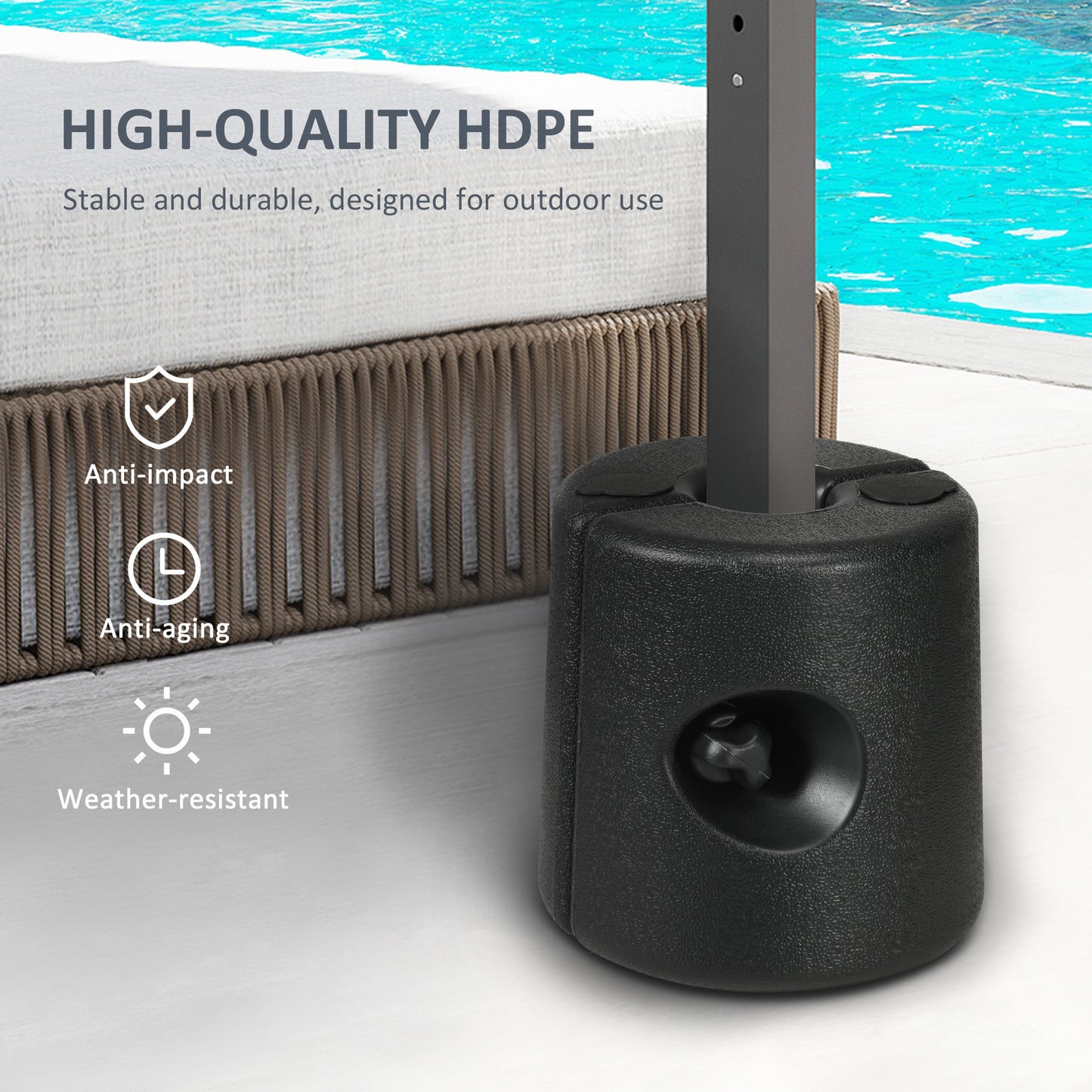 HDPE Tent Weights Set of 4, Canopy Weights, Fill with Water or Sand