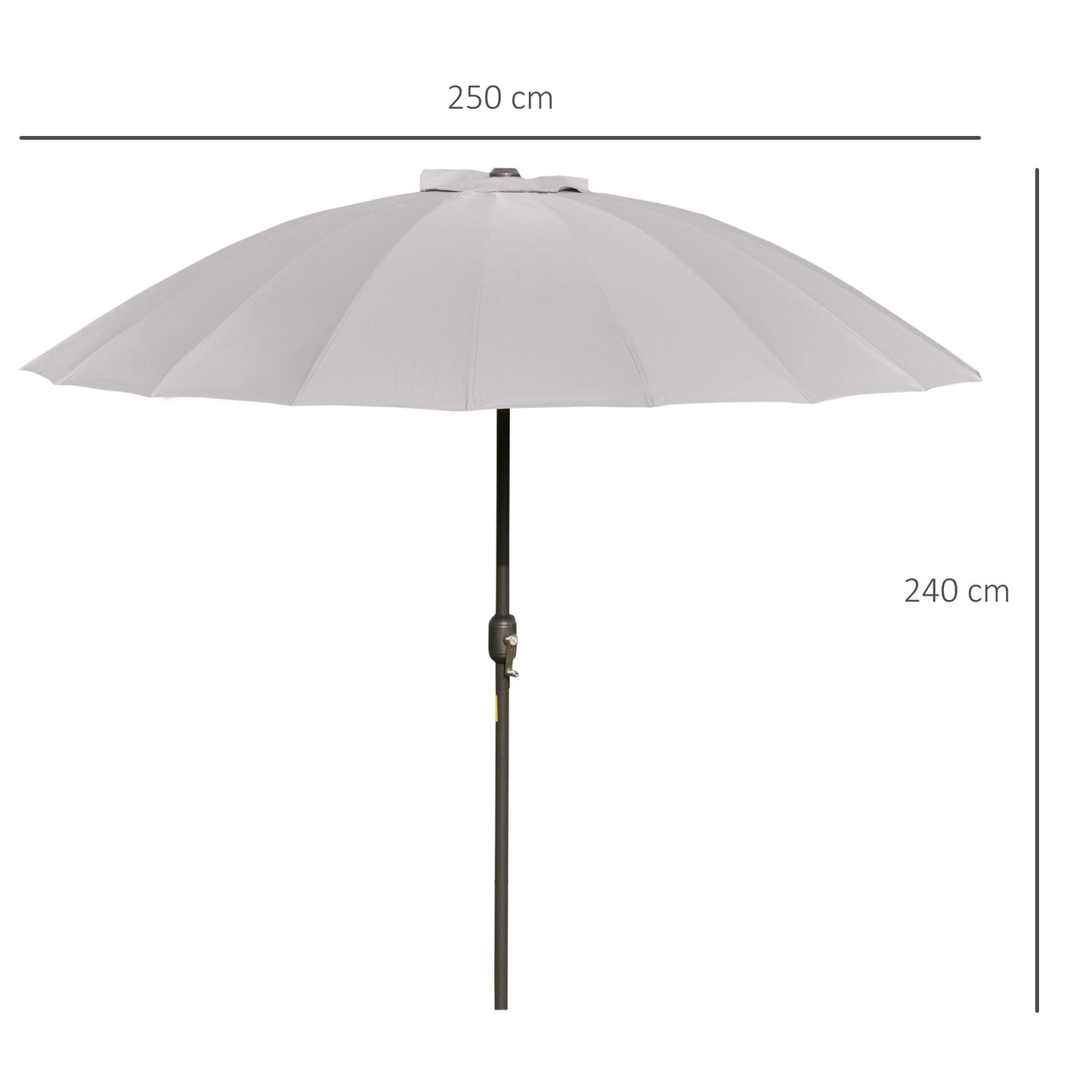 2.5m Tilting Parasol, with Pleated Canopy