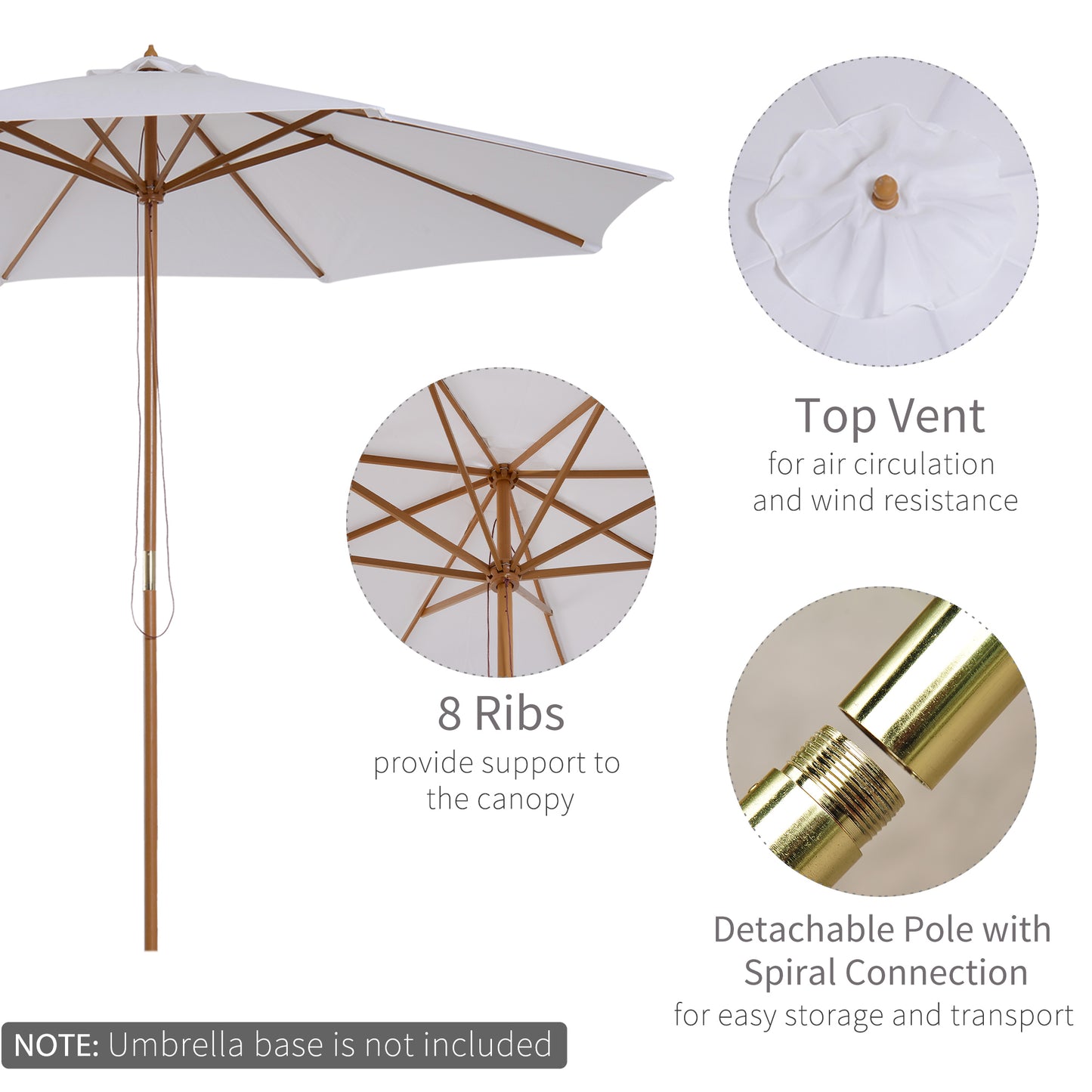 3(m) Garden Parasol, Pulley Operated Patio Umbrella
