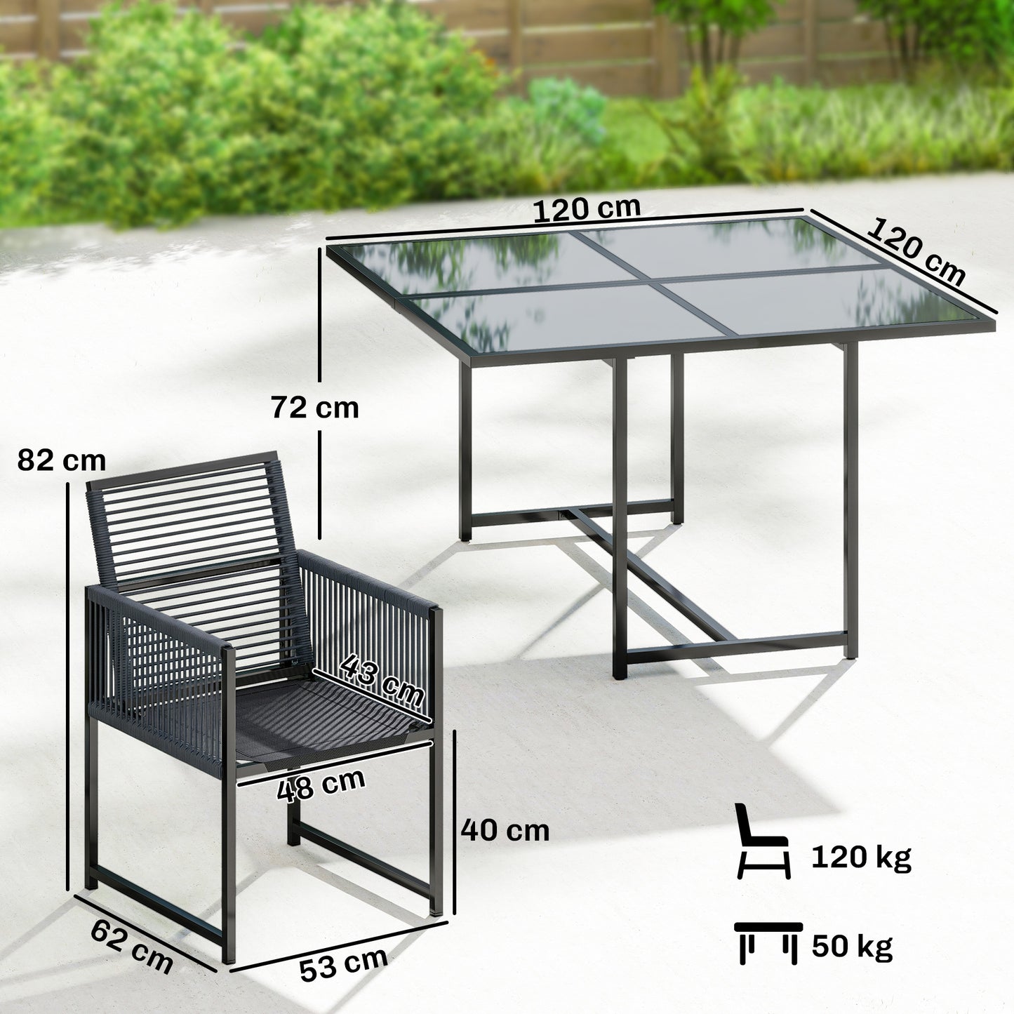 5 Pieces Garden Dining Set, Outdoor Patio Cube Set
