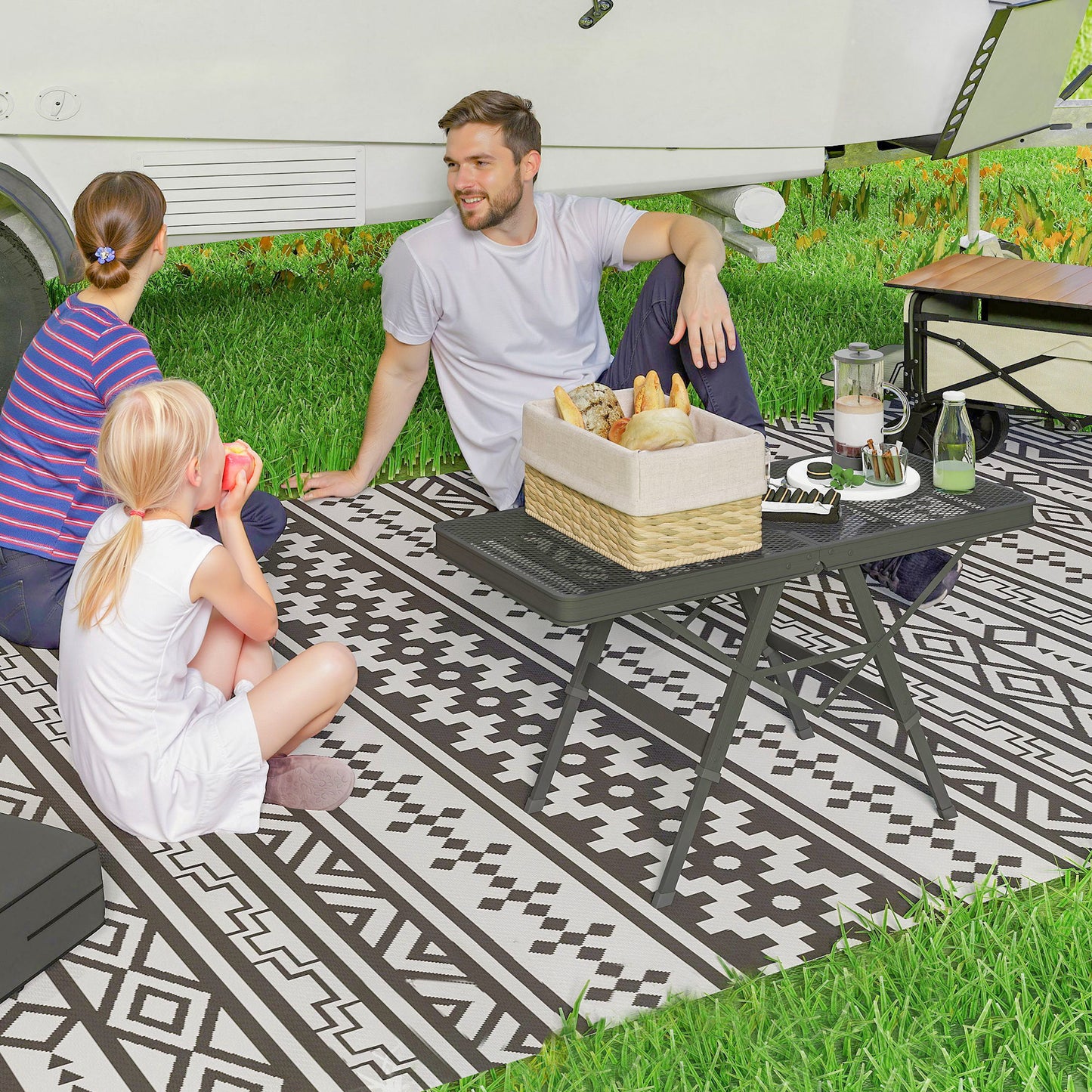 3 ft Folding Camping Table w/ Adjustable Heights