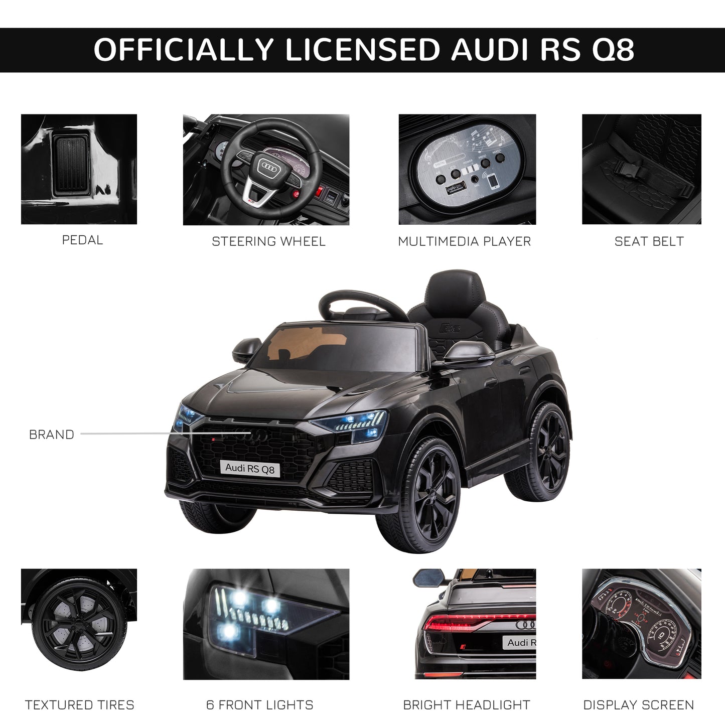 Licensed Audi RS Q8 Electric Ride On Car, with Remote Control