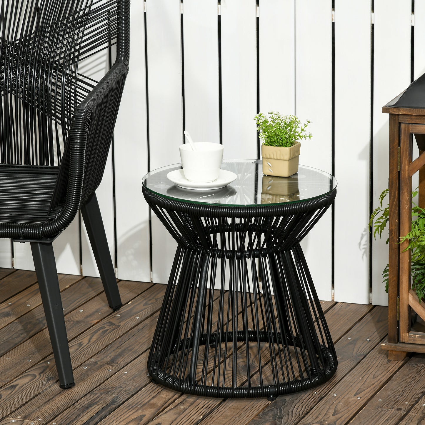 Round End Table, Rattan Side Table