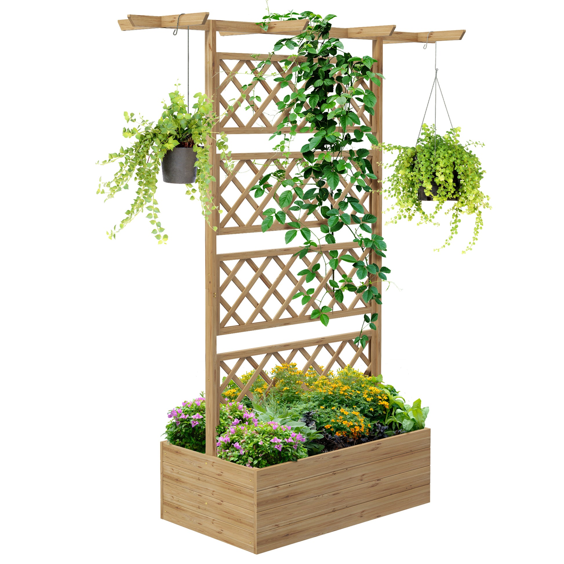 Wooden Trellis Planter Box, Raised Garden Bed to Grow Vegetables (1)