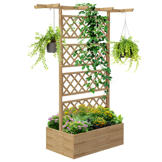 Wooden Trellis Planter Box, Raised Garden Bed to Grow Vegetables (1)