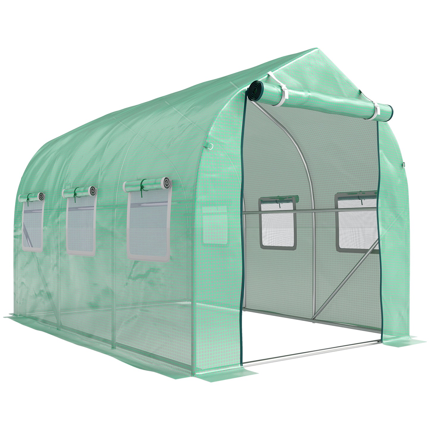 Polytunnel Greenhouse with Windows and Door (2)