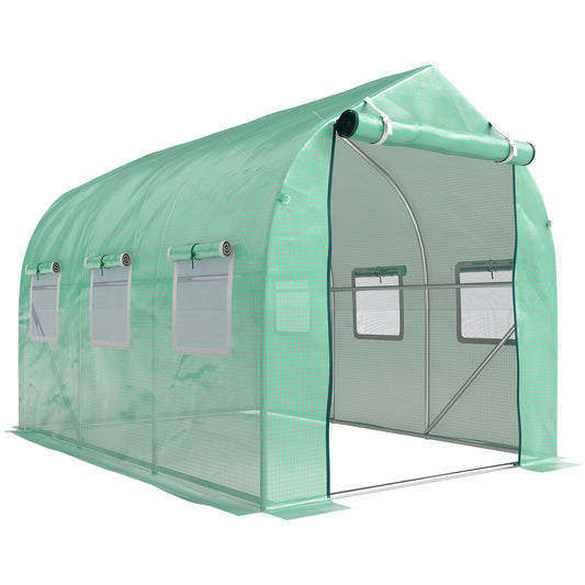 Polytunnel Greenhouse with Windows and Door (2)