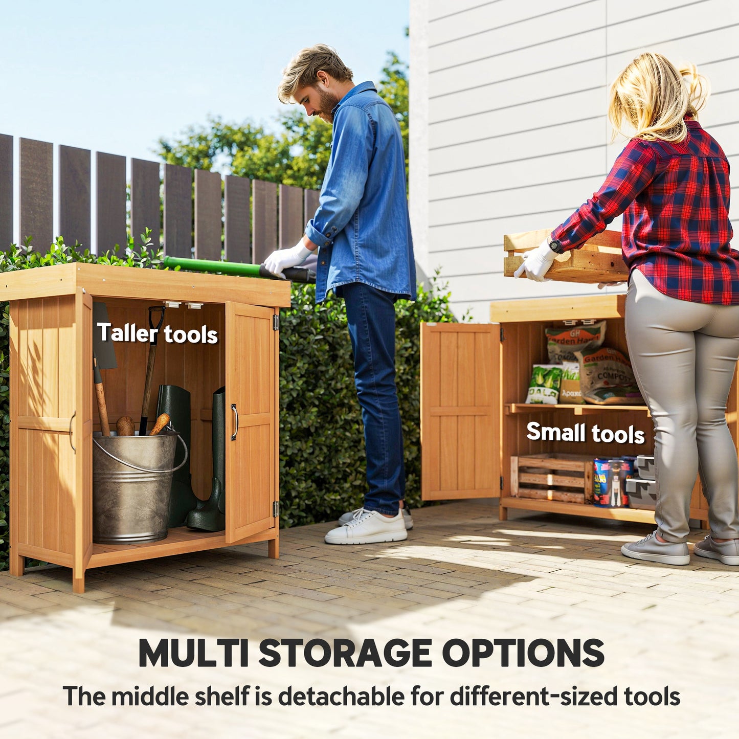 Small Shed, Wooden Garden Shed with Openable Hinged Roof