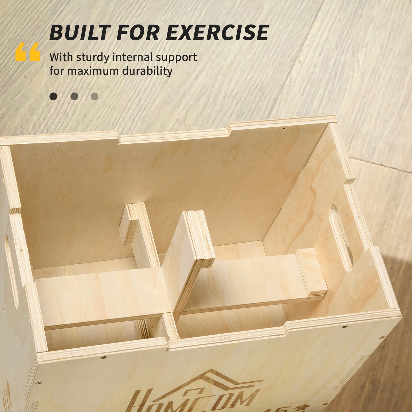 3-in-1 Wooden Plyo Box, Plyometric Jump Box with Handle Openings