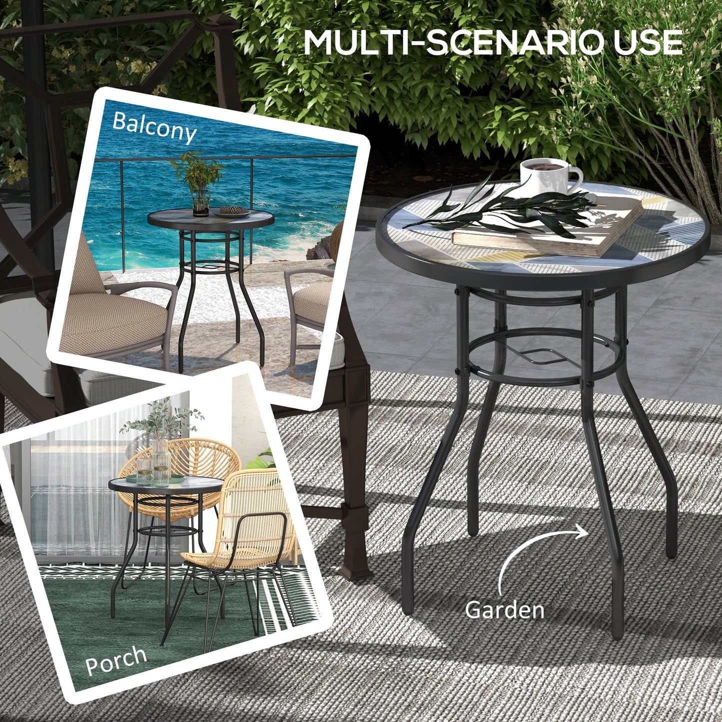Φ60 Garden Table, with Glass Printed Tabletop