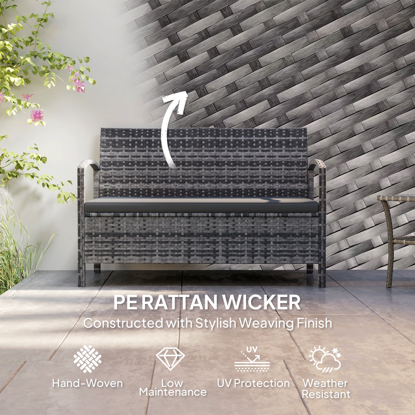 125L Storage Garden Bench, with Cushion