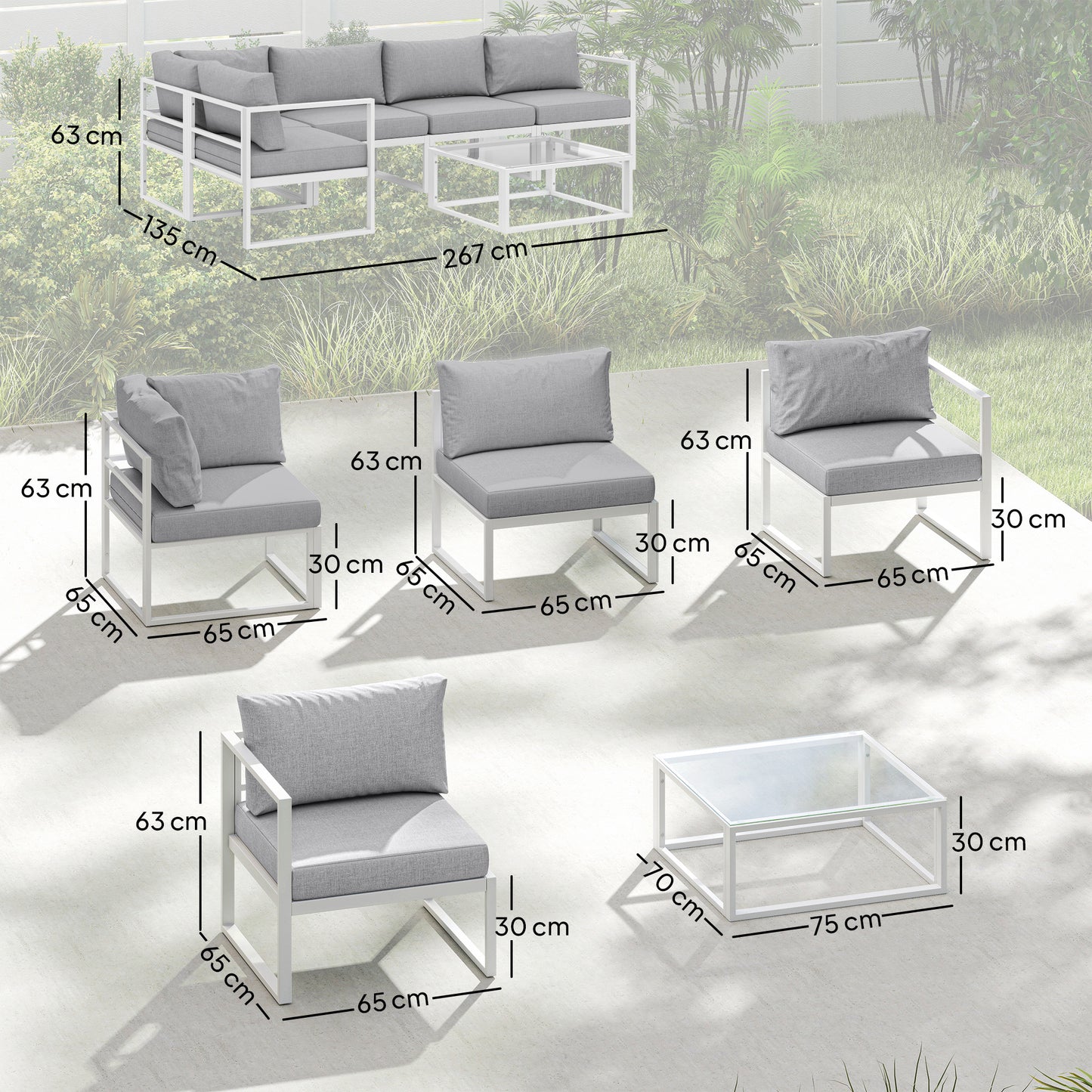 5 Seater Aluminium Garden Furniture Set