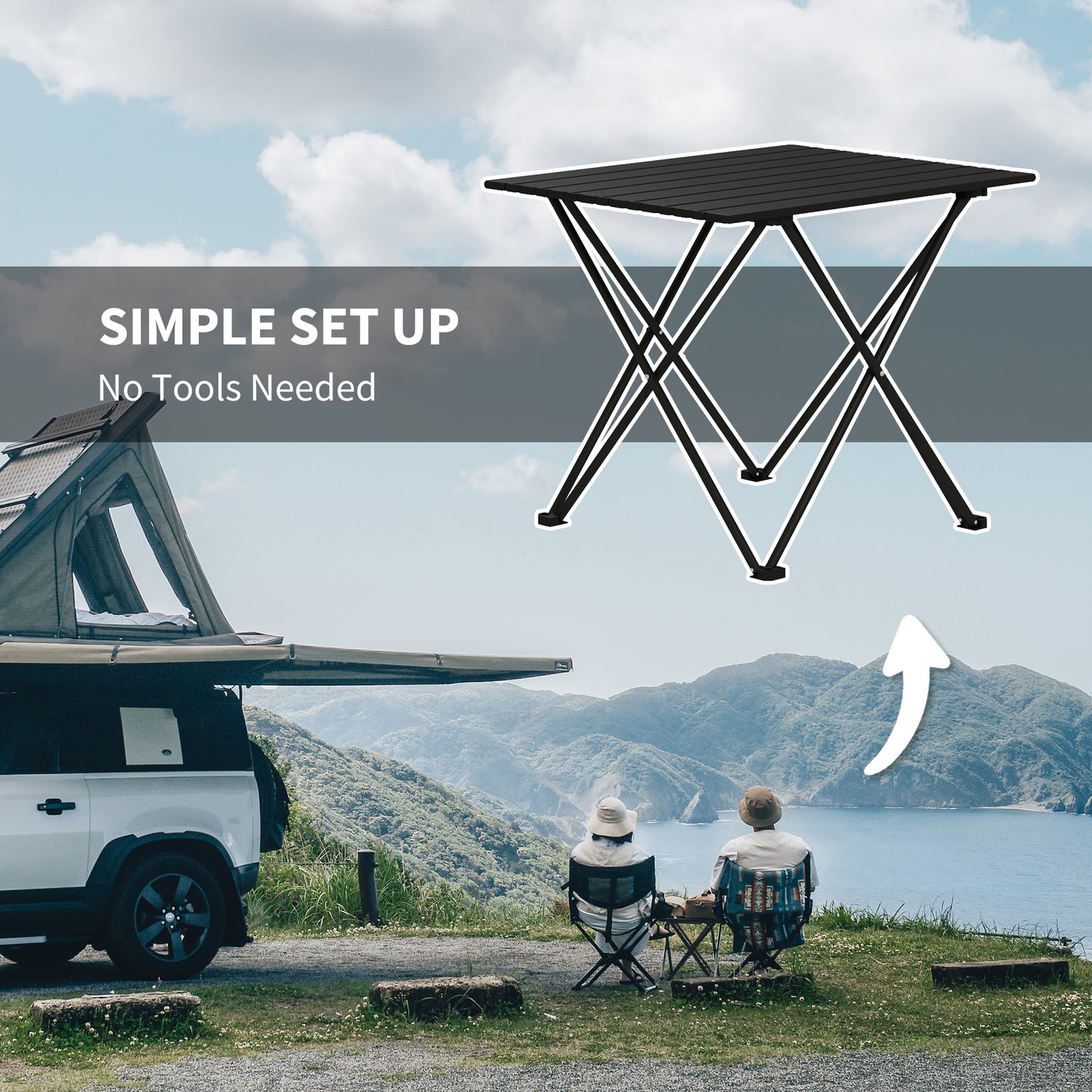 Folding Camping Table, Lightweight Metal Picnic Table with Carry Bag