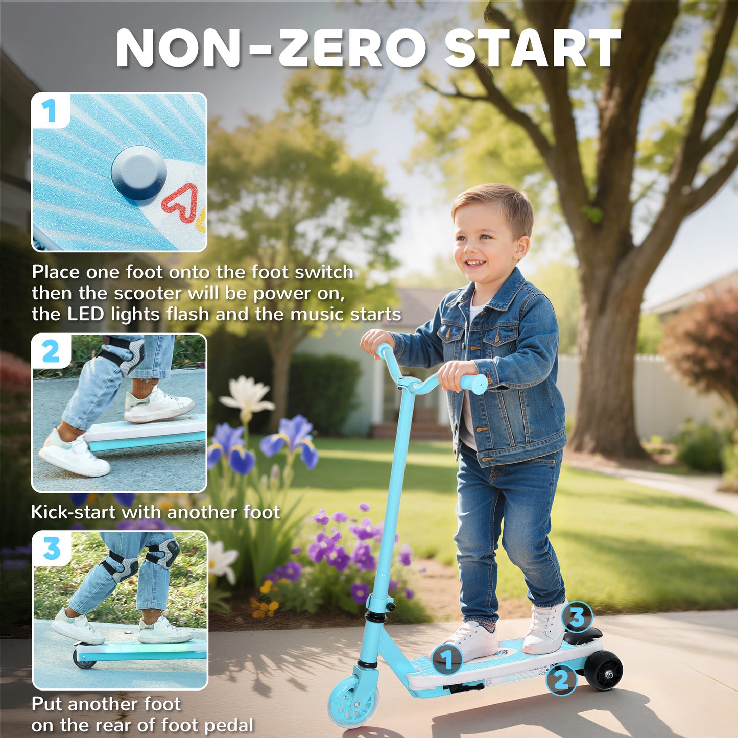 Electric Scooter for Kids Aged 4-7 Years, with Flashing LED Lights