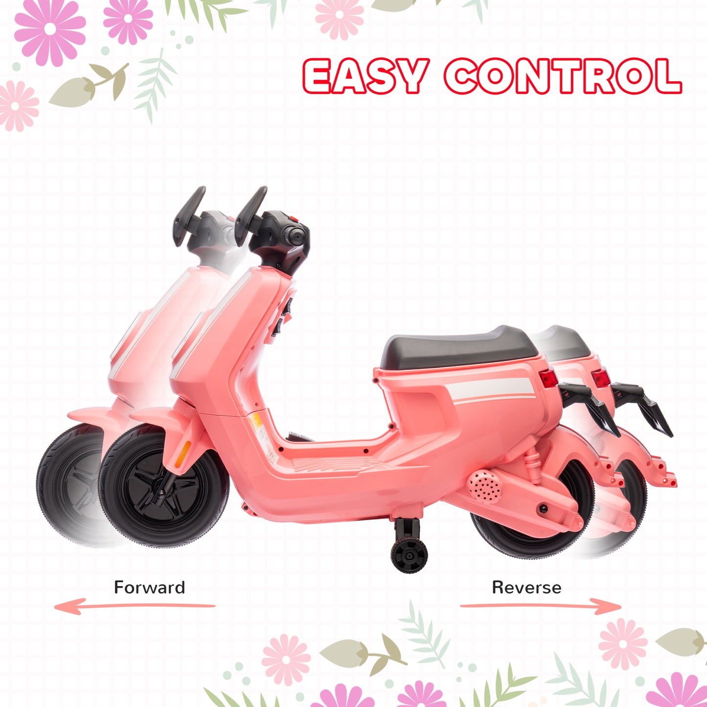 6V Ride on Motorbike, Kids Electric Motorbike w/ Headlights, Music