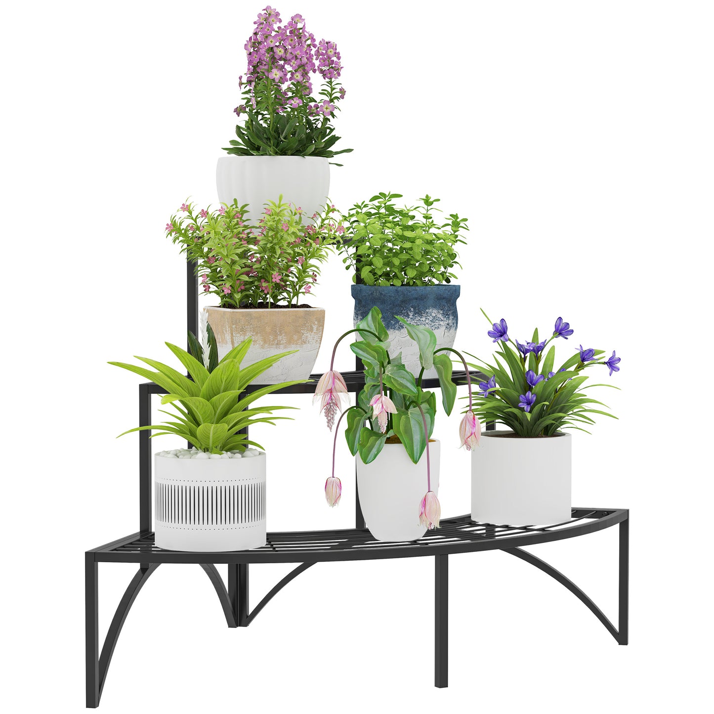Three-Tier Corner Metal Plants Shelves