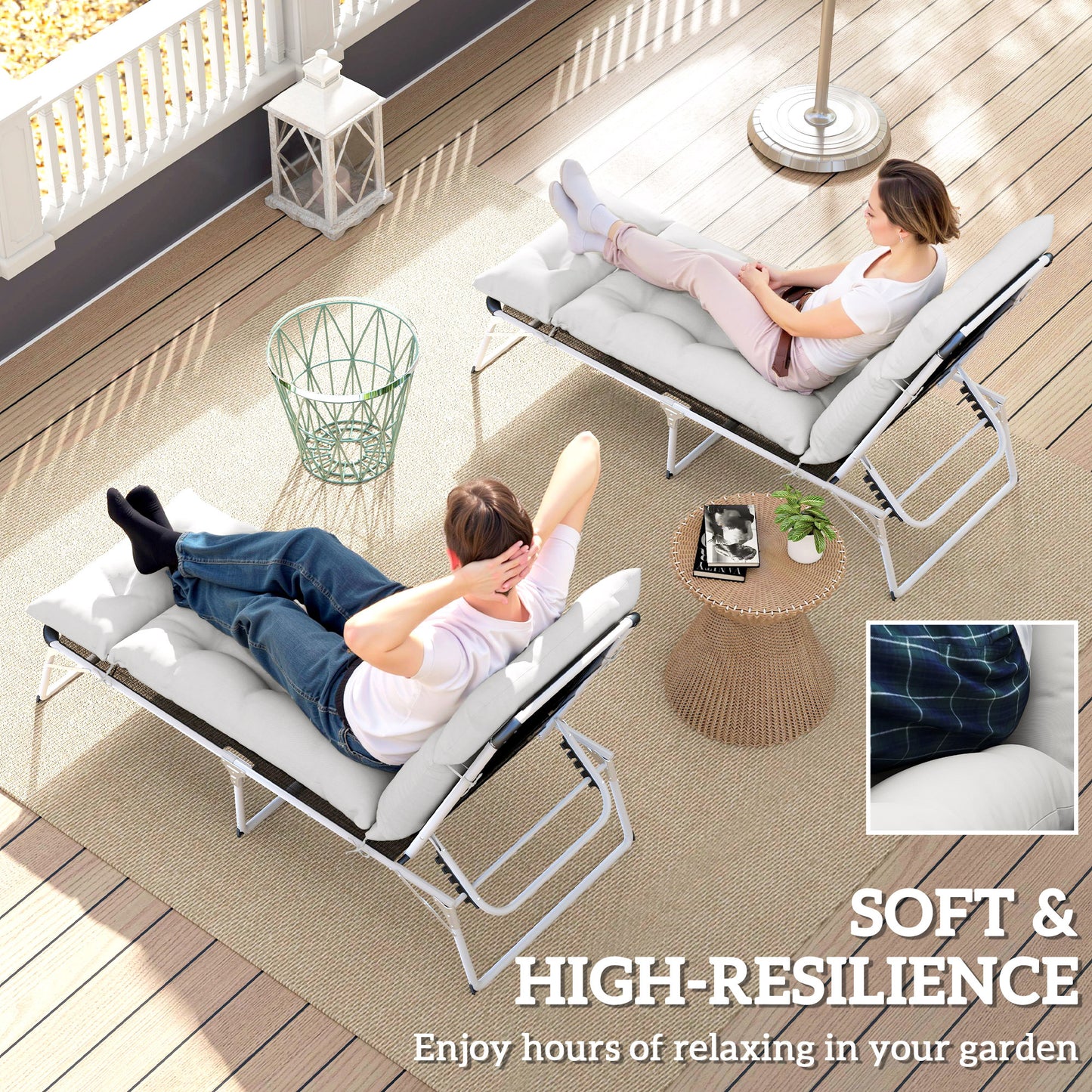 Set of Two 190 x 56cm Sun Lounger Cushions