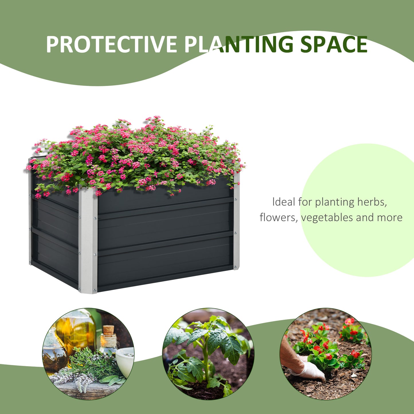 108L Raised Garden Bed, Galvanized Steel Elevated Planter Box w/