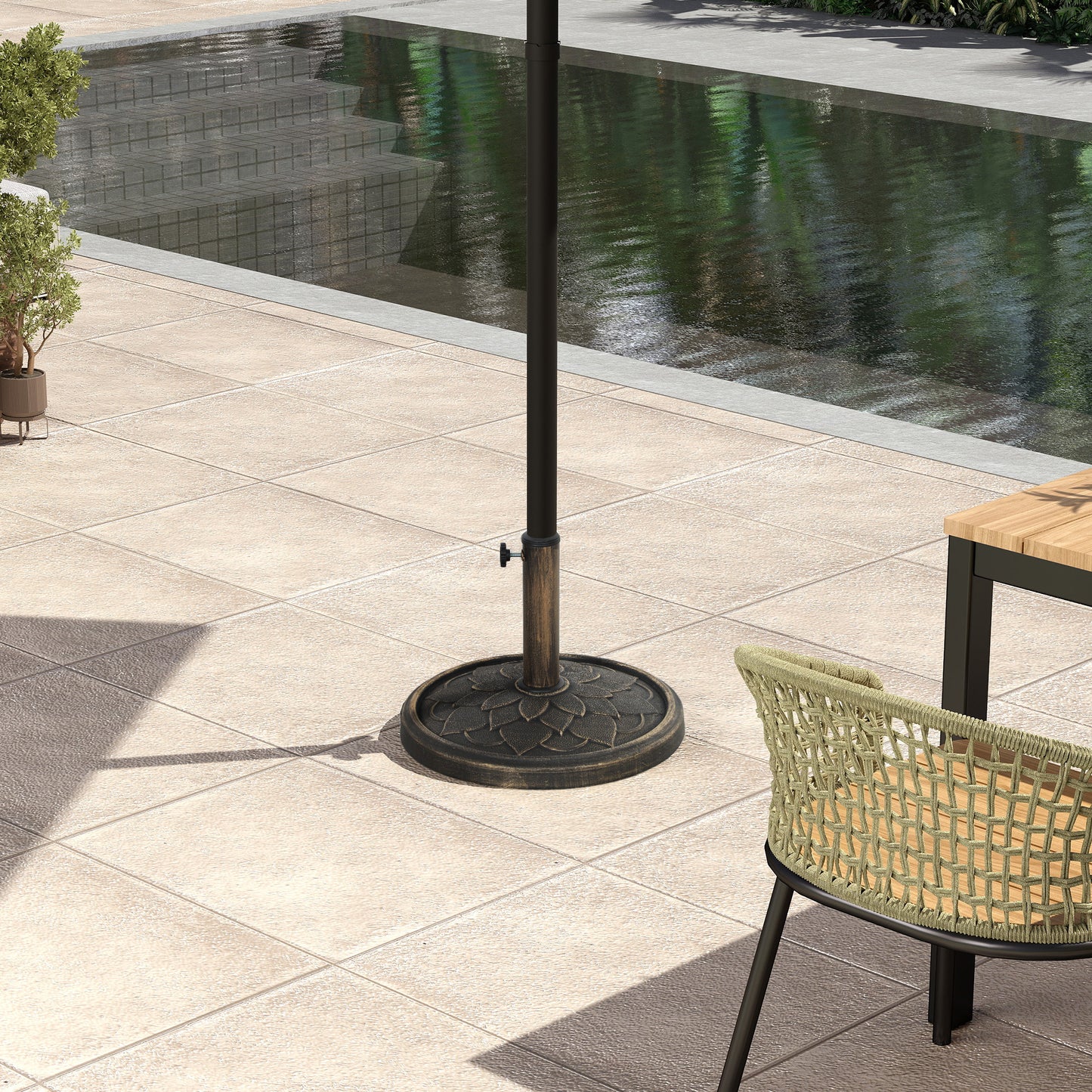 12kg Resin Garden Parasol Base, Round Umbrella Base