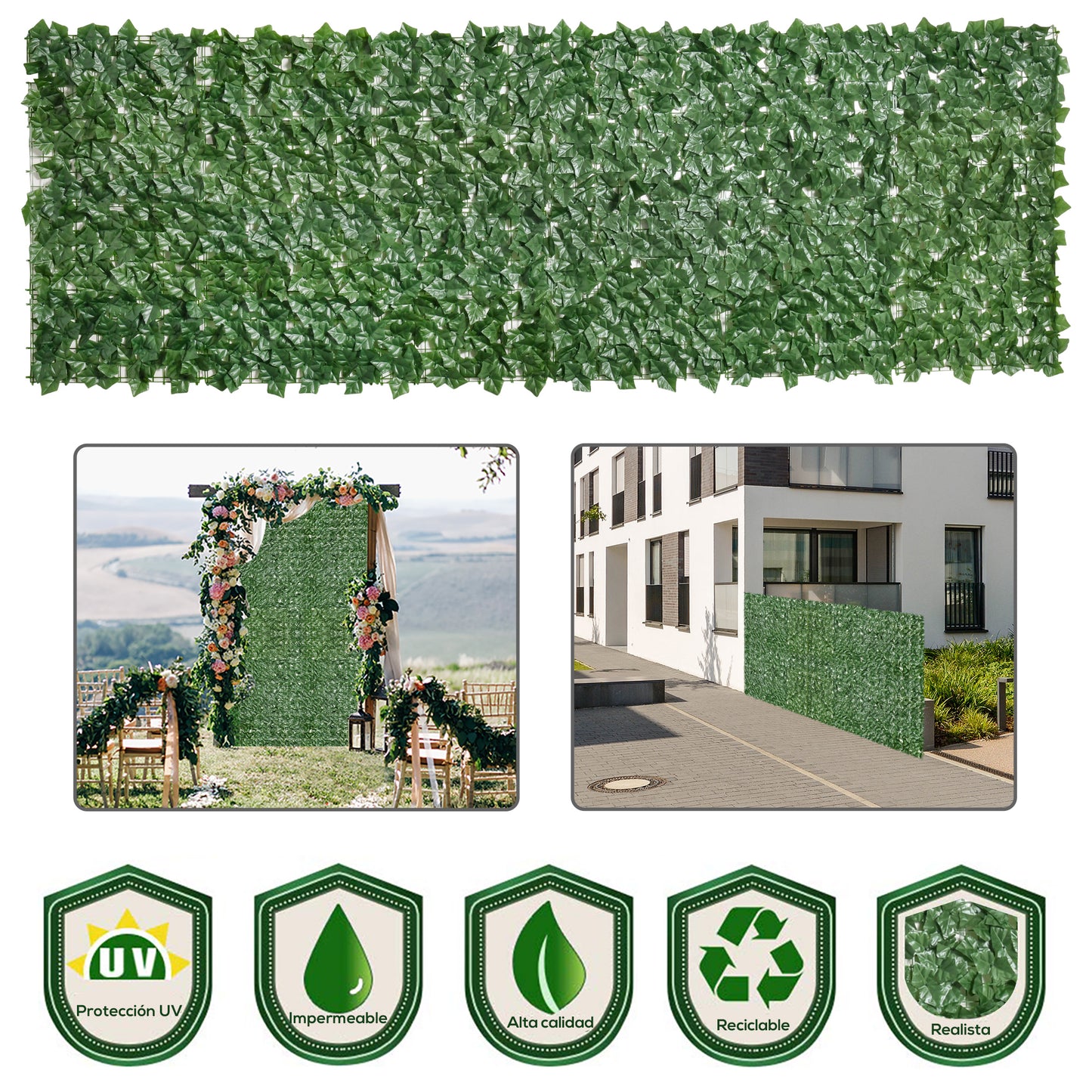 2-Piece Artificial Leaf Hedge Screen Privacy Fence Panel