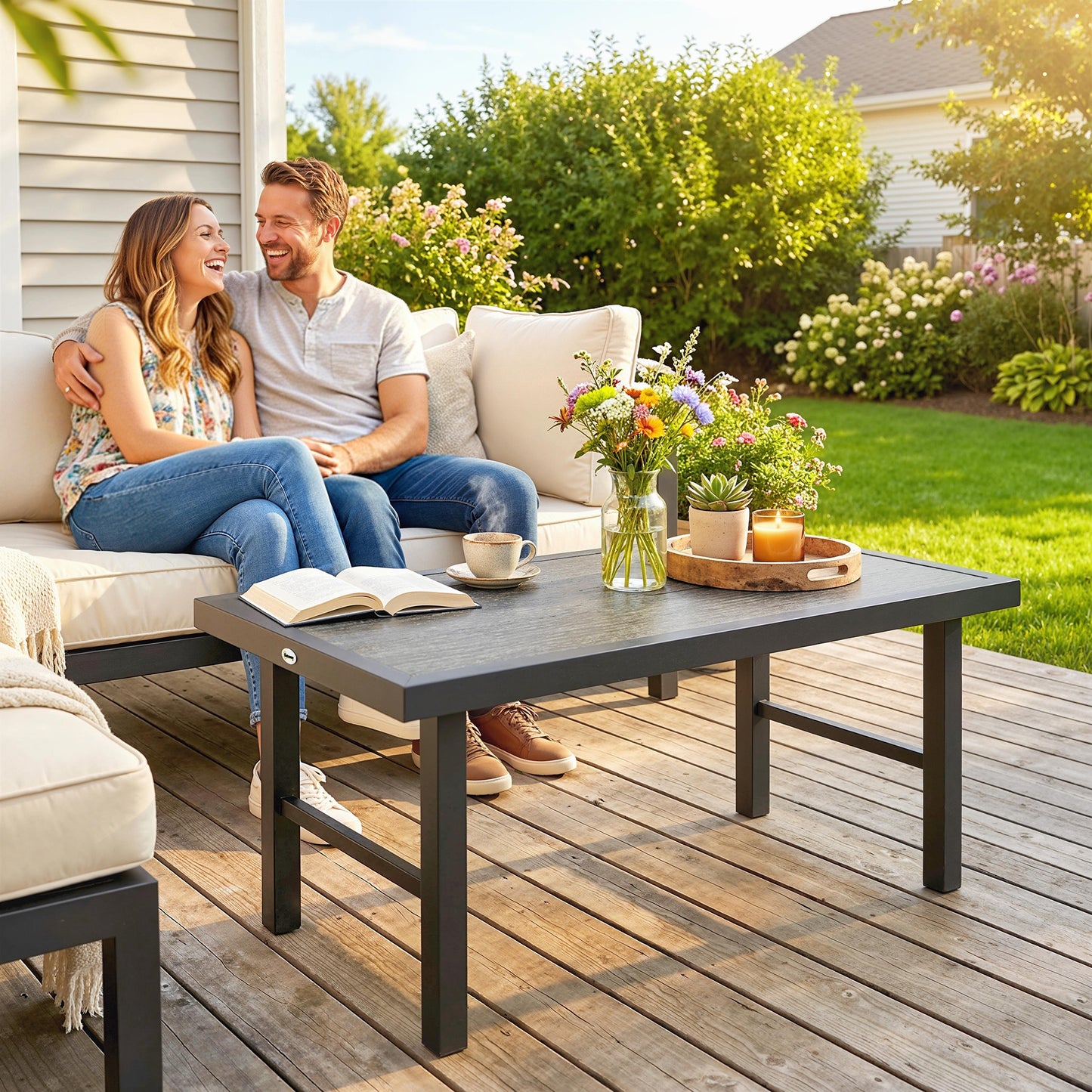 Metal Garden Coffee Table, Outdoor Side Table