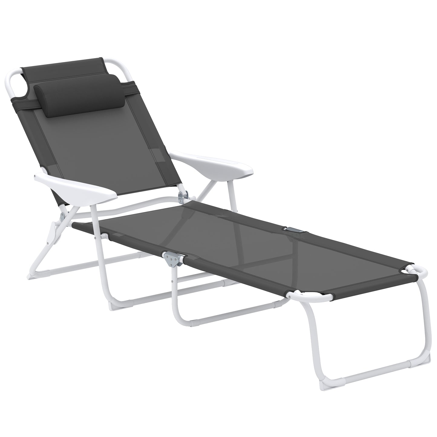 Foldable Lounge Chair with 4-Level Adjustable Backrest & Headrest