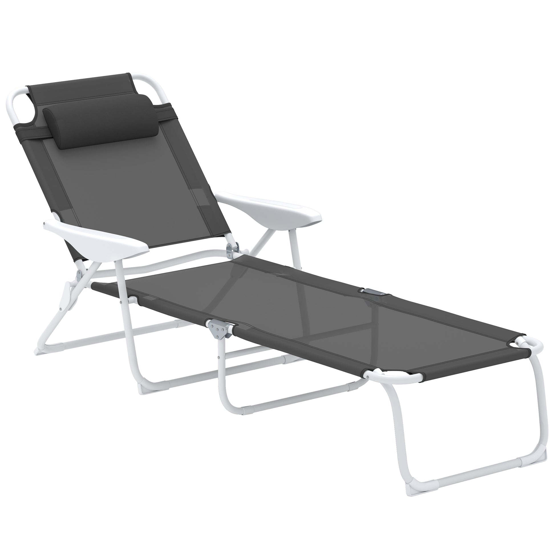 Foldable Lounge Chair with 4-Level Adjustable Backrest & Headrest