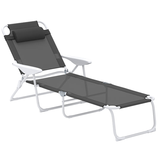 Foldable Lounge Chair with 4-Level Adjustable Backrest & Headrest