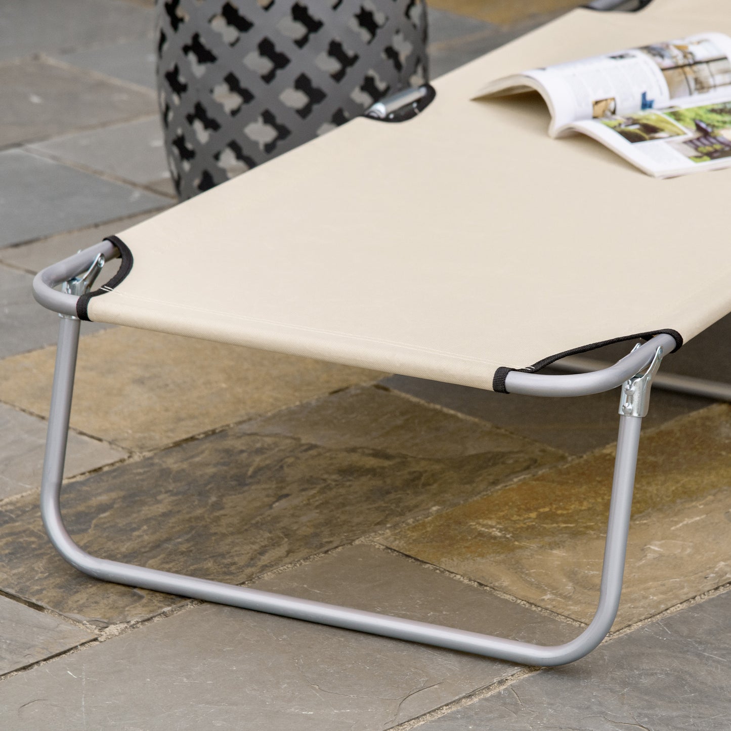 Folding Sun Lounger with Canopy