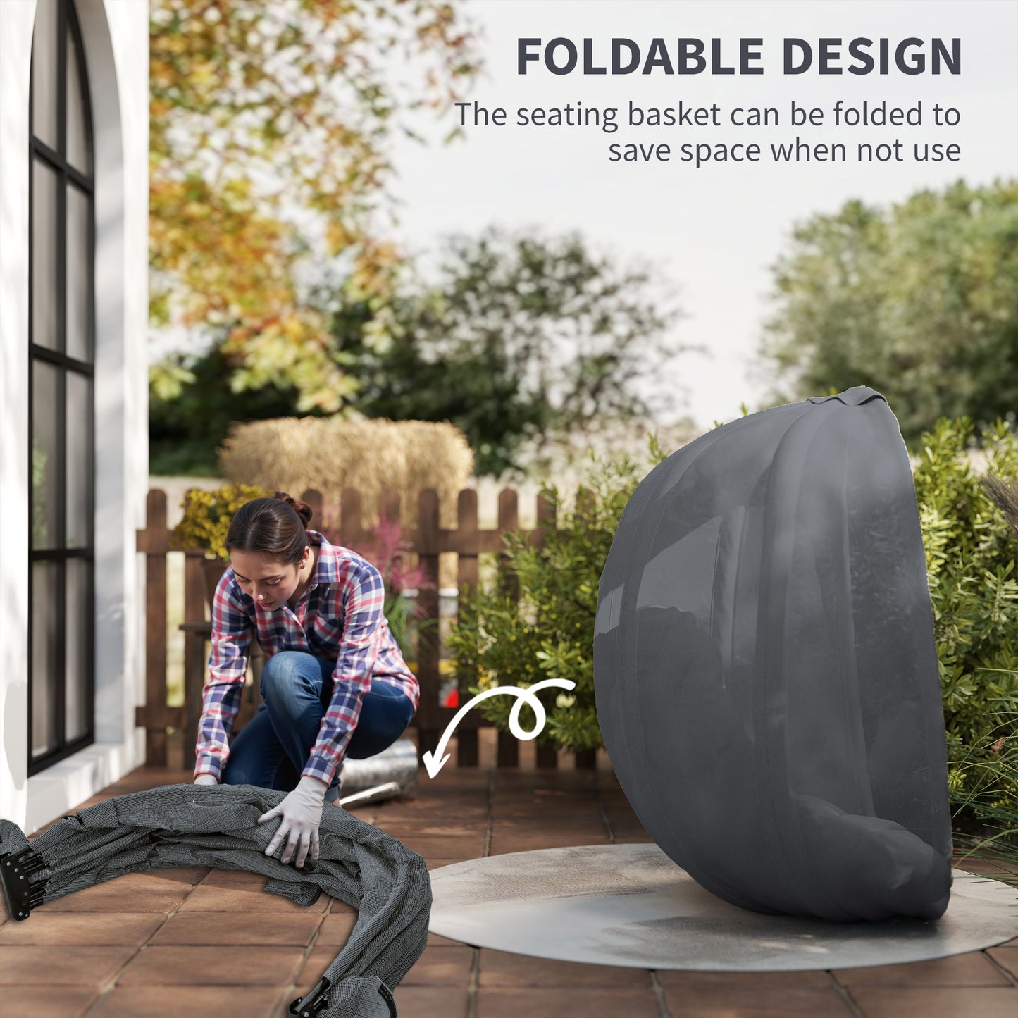 Hanging Egg Chair, Folding Texteline Swing Hammock with Side Pocket