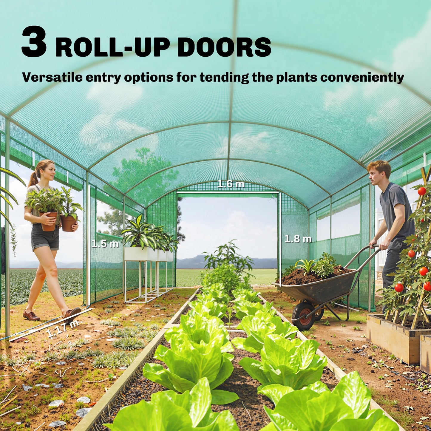 19 x 9.8ft Walk-In Polytunnel Greenhouse