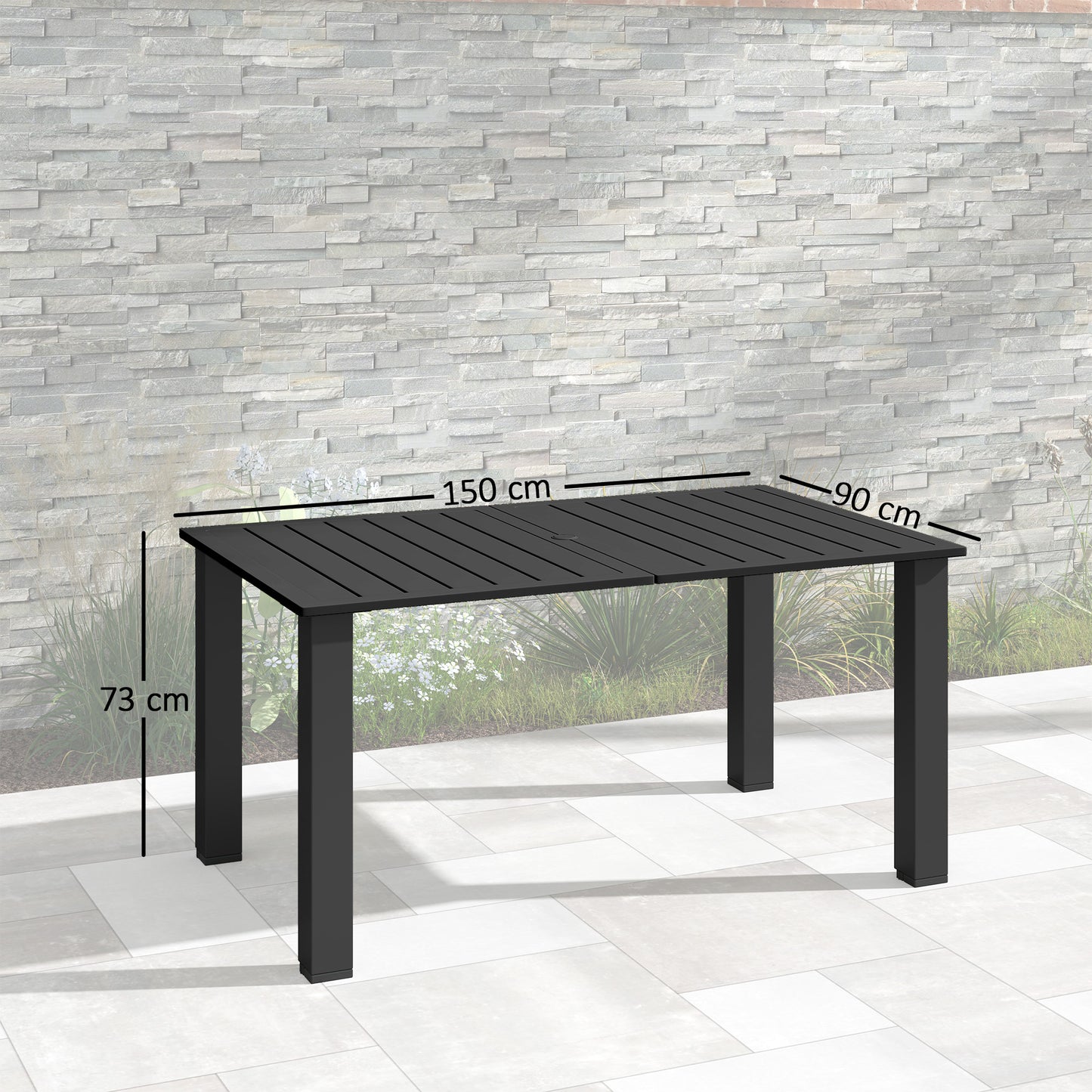 Garden Dining Table for 6 with Parasol Hole