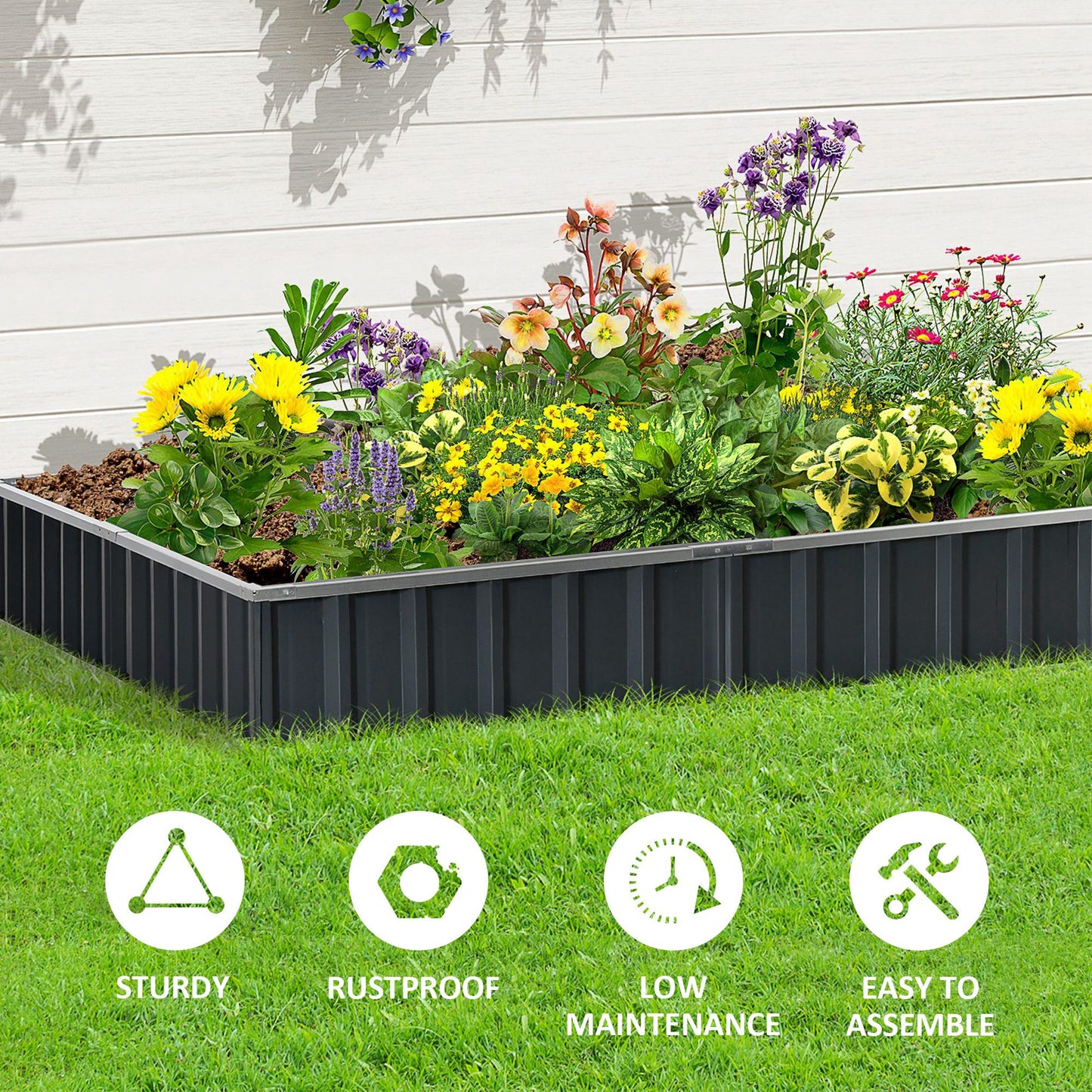 645L Metal Raised Garden Bed, DIY Large Steel Planter Box