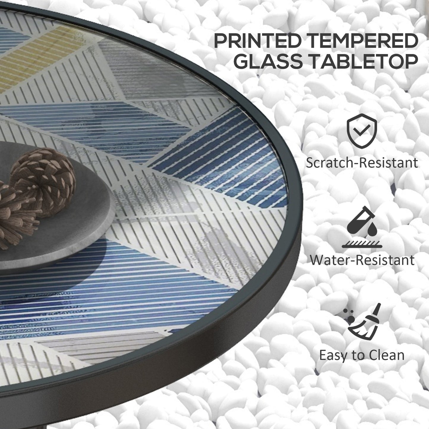 Φ60 Garden Table, with Glass Printed Tabletop